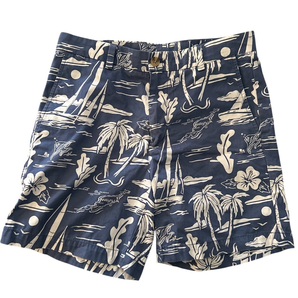 Vineyard Vines Breaker Shorts Men's Size 30 x 6 Blue Floral Hawaiian Boat Chino